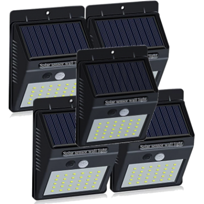 Set 5 Lampi Solare LED, senzor de miscare si senzor de lumina Cu ajutorul senzorului de lumina