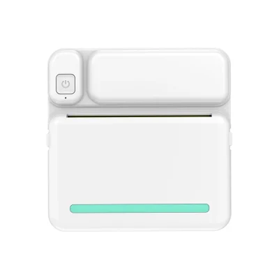 Mini imprimanta termica compatibil iOS/Android, alb/turcoaz